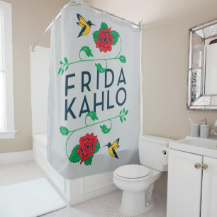 Blumentypographie Frida Kahlos   Duschvorhang