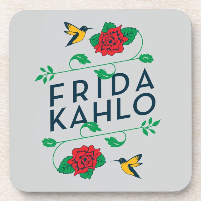Blumentypographie Frida Kahlos | Getränkeuntersetzer (Vorderseite)
