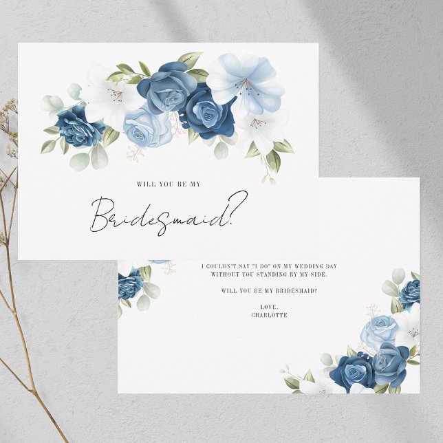 Blumenüberdachungskarte für Aquarellbilder Einladung (Watercolor Floral Bridesmaid Proposal Card)