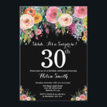 Blumenüberraschung 30. Geburtstag Einladung<br><div class="desc">Blumenüberraschung 30. Geburtstag Einladung für Frauen. Aquarell Floral Blume. Schwarzer Hintergrund Rosa, gelb, orange, Lila Blume. Erwachsener Geburtstag. 13. 15. 16. 18. 20. 21. 30. 40. 50. 60. 70. 80. 90. 100. jedes Alter. Für weitere Anpassungen klicken Sie bitte auf die Schaltfläche "Anpassen" und verwenden Sie unser Designwerkzeug, um diese...</div>