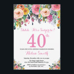 Blumenüberraschung 40. Geburtstag Einladung Pink<br><div class="desc">Blumenüberraschung 40. Geburtstag Einladung für Frauen. Aquarellfarbene Blume Rosa,  Gelb,  orange,  Lila Blume. Erwachsener zum Geburtstag. 30. 40. 50. 60. 70. 80. 90. 100. 13. 15. 16. 18. 20. Für weitere Anpassungen klicken Sie bitte auf die Schaltfläche "Anpassen" und verwenden Sie unser Designwerkzeug,  um diese Vorlage zu ändern.</div>