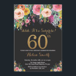 Blumenüberraschung 60. Geburtstag Einladung Gold<br><div class="desc">Blumenüberraschung 60. Geburtstag Einladung für Frauen. Aquarellfarbene Blume Schwarz und Gold Glitzer. Rosa,  Gelb,  orange,  Lila Blume. Erwachsener zum Geburtstag. Für weitere Anpassungen klicken Sie bitte auf die Schaltfläche "Anpassen" und verwenden Sie unser Designwerkzeug,  um diese Vorlage zu ändern.</div>