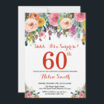 Blumenüberraschung 60. Geburtstag Einladung Rot<br><div class="desc">Blumenüberraschung 60. Geburtstag Einladung für Frauen. Aquarellfarbene Blume Rot,  Rosa,  Gelb,  orange,  Lila Blume. Erwachsener zum Geburtstag. 30. 40. 50. 60. 70. 80. 90. 100. 13. 15. 16. 18. 20. Für weitere Anpassungen klicken Sie bitte auf die Schaltfläche "Anpassen" und verwenden Sie unser Designwerkzeug,  um diese Vorlage zu ändern.</div>