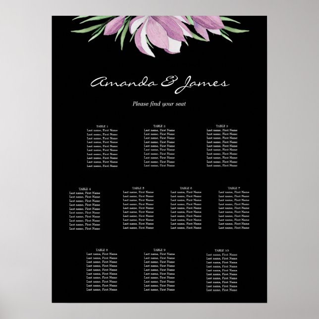 Blumenübersicht 10 Tafelsitzkarten Poster (Vorne)