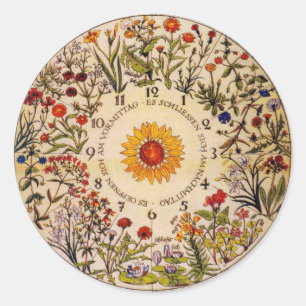 Blumenuhr-Blume-Uhr-Sticker Runder Aufkleber