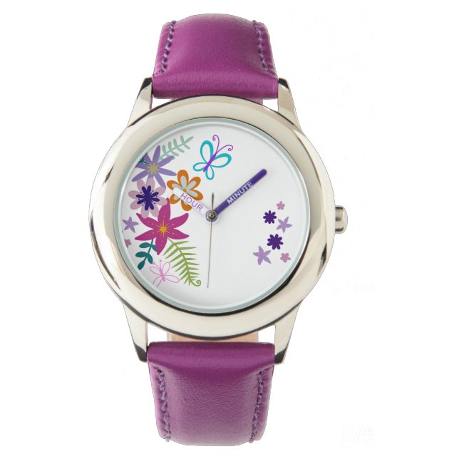 Blumenuhr für Kinder Armbanduhr (Vorderseite)