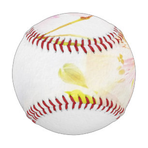 Blumenuntergrund mit Aquarellfarben-Blume Baseball
