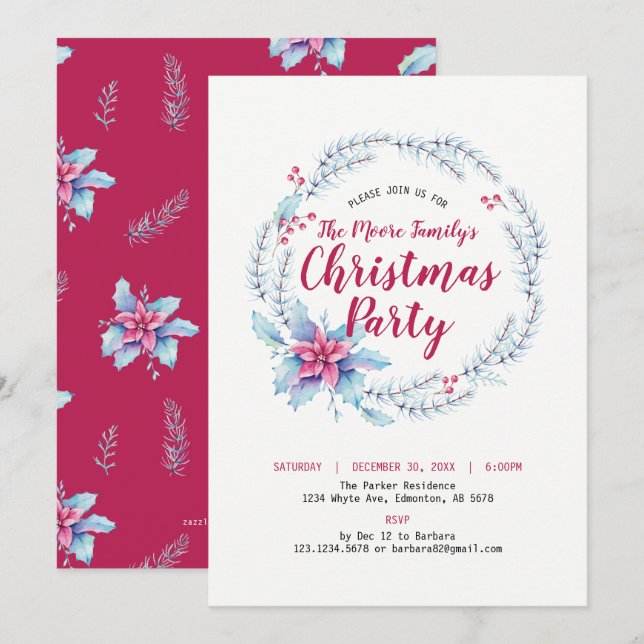 Blumenurlaub / Weihnachten Party Einladung (Vorne/Hinten)