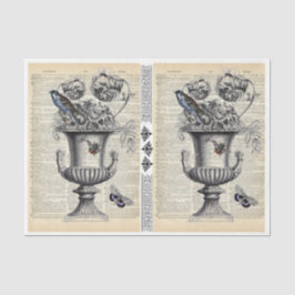 Blumenurn mit Vogel & Biene Seidenpapier