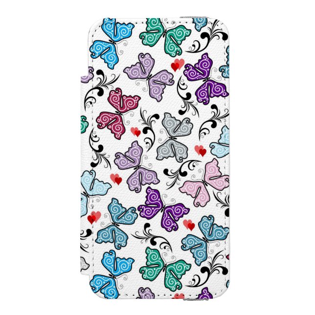 BlumenValentinsgruß-Muster Incipio iPhone Geldbeutel-Hülle (Folio Vorderseite)