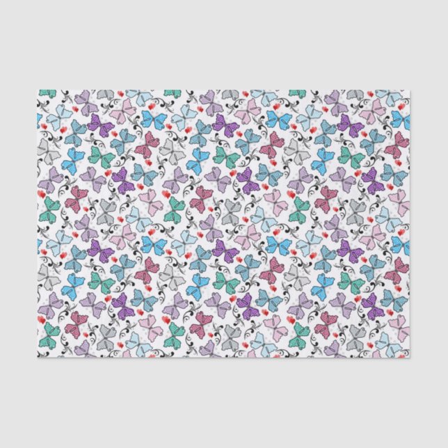 BlumenValentinsgruß-Muster Seidenpapier (Vorderseite)