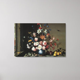Blumenvase am Fenster, Balthasar van der Ast Leinwanddruck
