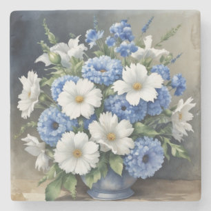 Blumenvase Elegante Aquarellmalerei Steinuntersetzer