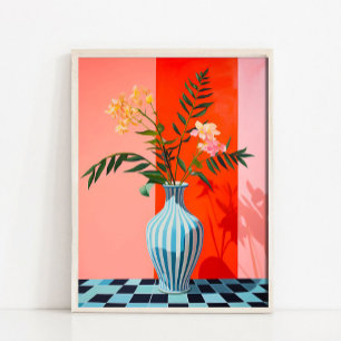 Blumenvase Kunst Druck, Abstrakter Stillleben Ölma Poster