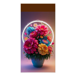 Blumenvase mit mehrfarbigen Blumen  Poster