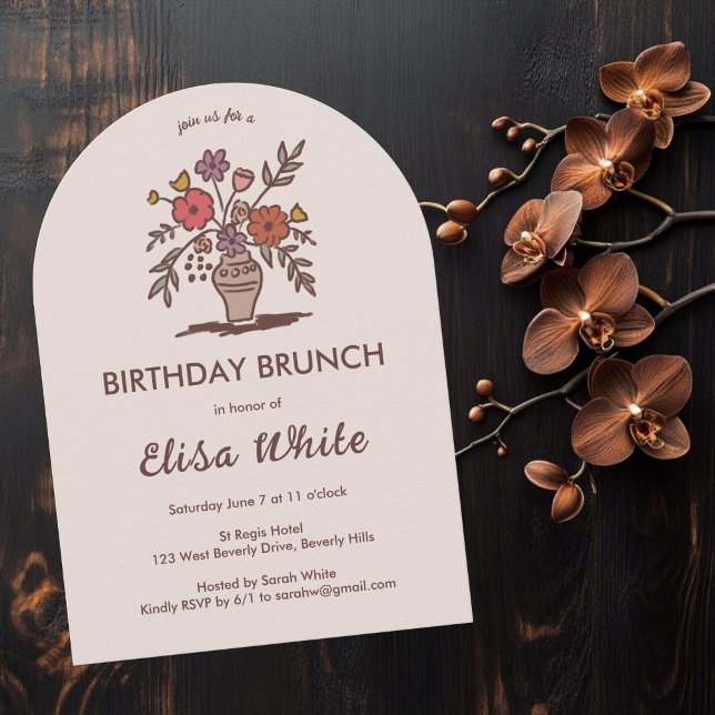 Blumenvase Rustikaler Whimsischer Arch Custom Gebu Einladung (Floral Vase Rustic Whimsical Arch Custom Birthday Invitation
)