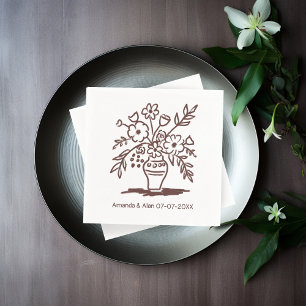 Blumenvase Sketch CUSTOM Hochzeitsstiftung Verlobu Serviette