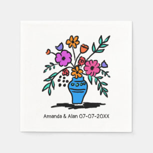 Blumenvase Sketch CUSTOM Hochzeitsstiftung Verlobu Serviette
