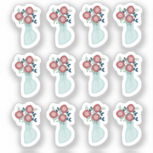 Blumenvasengrün-Planer-Sticker-Set Aufkleber