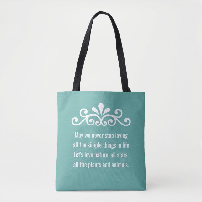 Blumenvektor, Liebe Natur auf Aquamarin Tasche (Vorderseite)