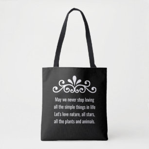 Blumenvektor, Naturtext Liebe auf Schwarz Tasche
