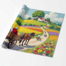 Blumenverpackungspapier Naiver Stil
