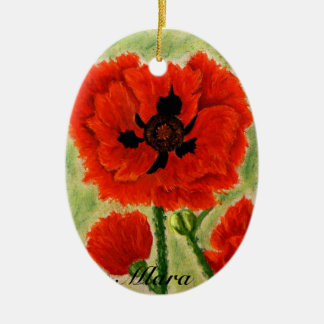 Blumenverzierung mit roten popies keramikornament