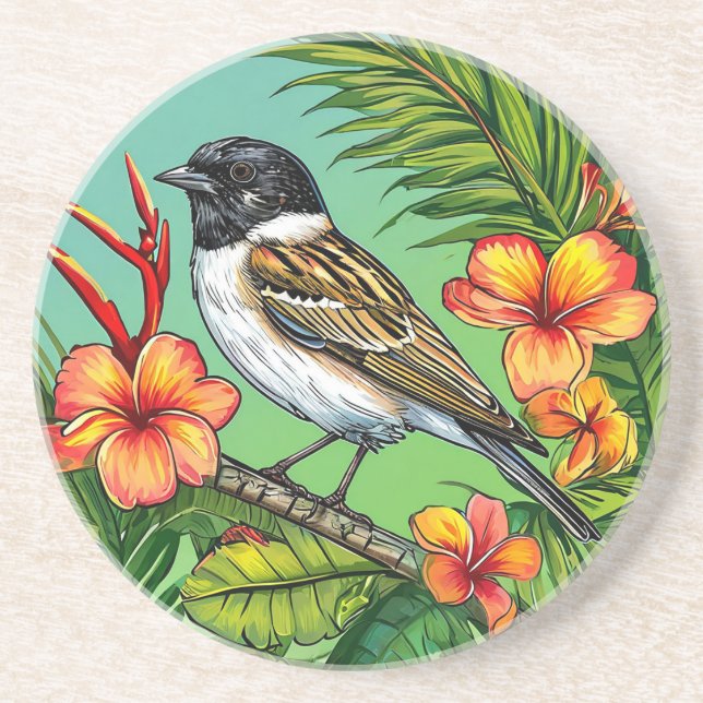 Blumenvogel Getränkeuntersetzer (Vorne)