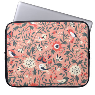 Blumenvögel Handgezogene Vintag Laptopschutzhülle