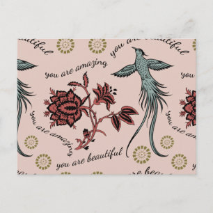 Blumenvogel Inspirationsmuster Postkarte
