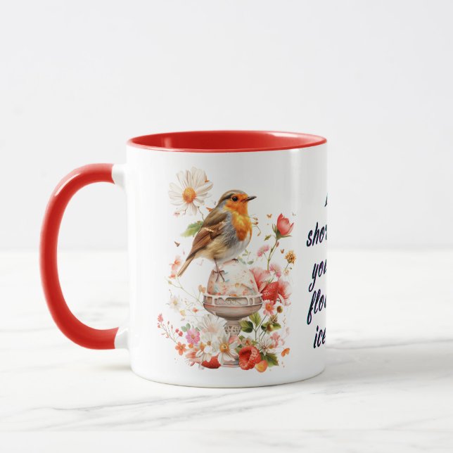 Blumenvogel mit Eiscreme-Tasse Tasse (Links)