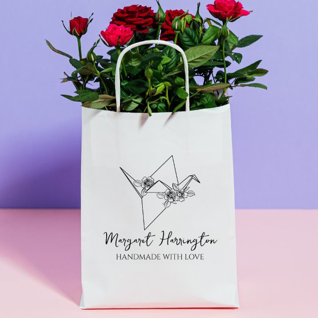 Blumenvogel Origami, handgefertigt mit Liebe Gummistempel (Von Creator hochgeladen)