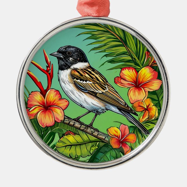 Blumenvogel Ornament Aus Metall (Vorne)