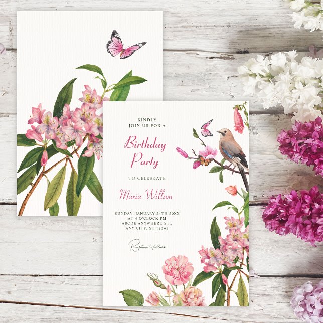 Blumenvogelkunst Geburtstag Einladung (Von Creator hochgeladen)