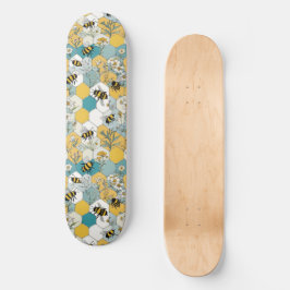 Blumenwabenkraupen mit gelben und Aquamarinen Bien Skateboard