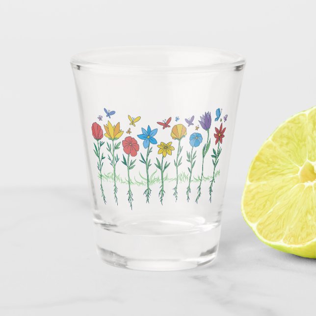 Blumenwachstumsdesign Schnapsglas (Vorderseite)