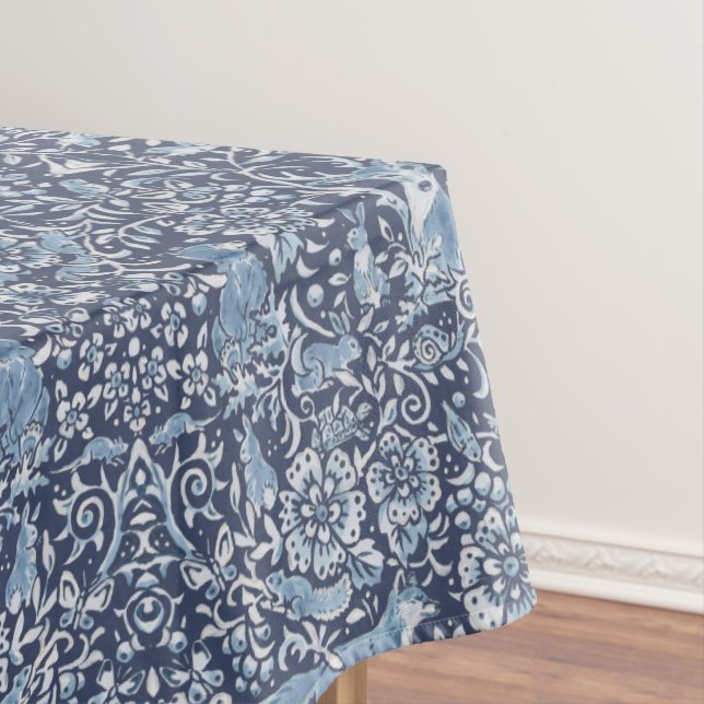 Blumenwald Blau & Weißwald Tiermuster Tischdecke (Beispiel)