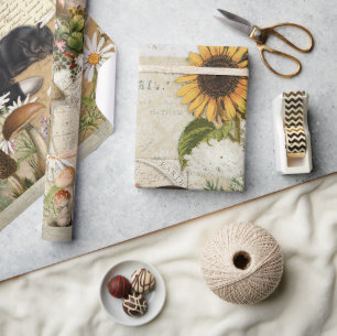 Blumenwald Fox Pilze Ephemere Decoupage Geschenkpapier