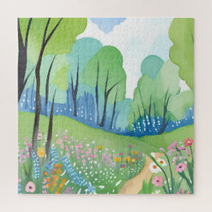 Blumenwald Natur-Aquarell-Wildblumen