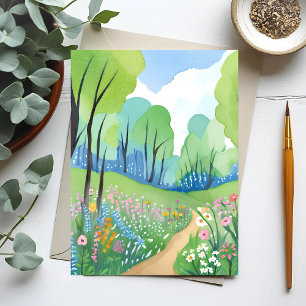 Blumenwald Natur Aquarell Wildblumen Postkarte