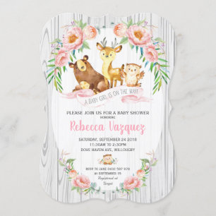 BlumenwaldtierBabyparty-Einladungs-Mädchen Einladung