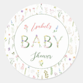 Blumenwasser Alphabet Babydusche Runder Aufkleber
