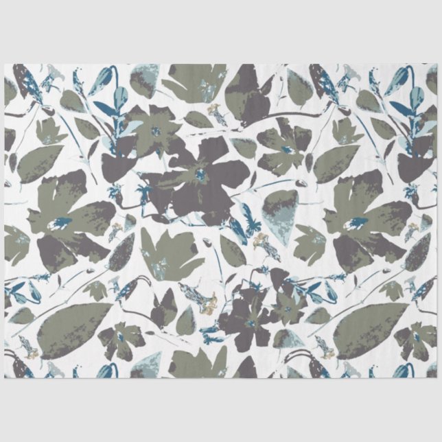 Blumenwasser Aquamarine Blues Muster Seidenpapier (Vorderseite)