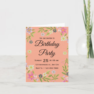Blumenwasser Geburtstag geflochtene Einladung