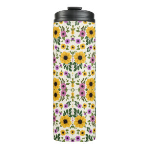 Blumenwasserflasche mit lebendigen gelben Sonnenbl Thermosbecher