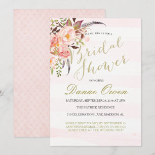 BlumenWatercolorrosa Brautpartyeinladungen Einladung