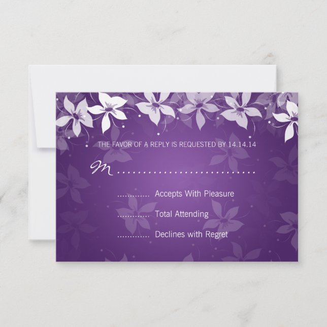 BlumenWedding RSVP Exotische Blüten Lila (Vorderseite)