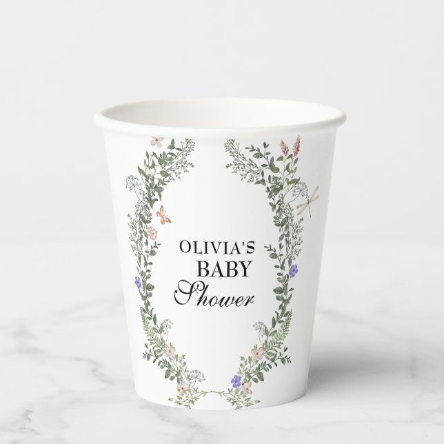 Blumenweich Grüngrüne Lush Gender Neutral Baby Dus Pappbecher (Vorderseite)