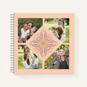 Blumenweiches Pfirsich-Kaleidoskop-Skript Beste Mu Notizbuch