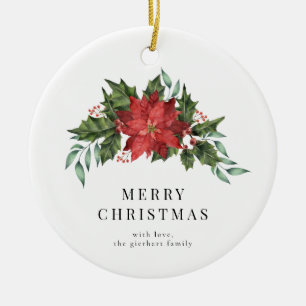 Blumenweih Poinsettia Greenery Custom Keramik Ornament